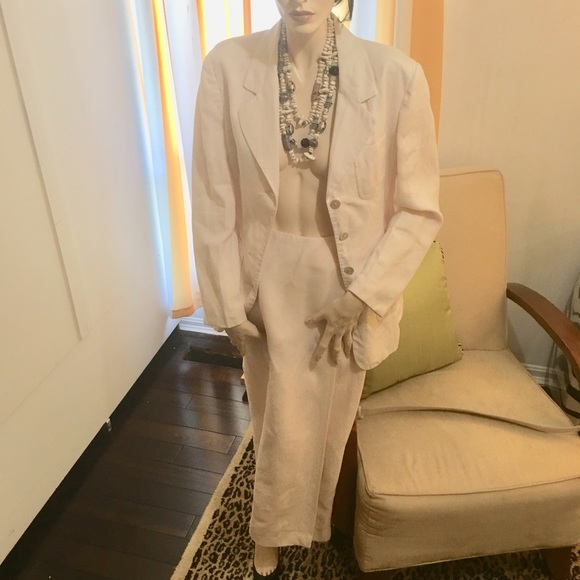 Vintage from 90’s Corky Miller’s Classic Studio Skirt,Pants;Blazer in pink linen - Picture 11 of 14